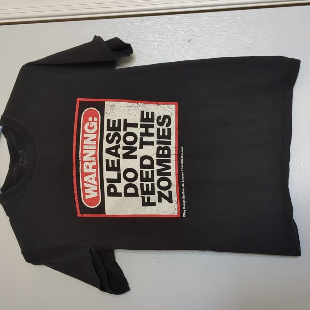 Adult Zombie Warning T-Shirt Sm